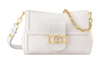 LOUIS VUITTON Dauphine Leather Shoulder Bag Crossbody Bag Medium Size Women's White