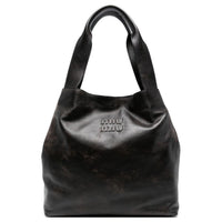 MIU MIU Calf Leather Tote Bag One Size Women's Brown