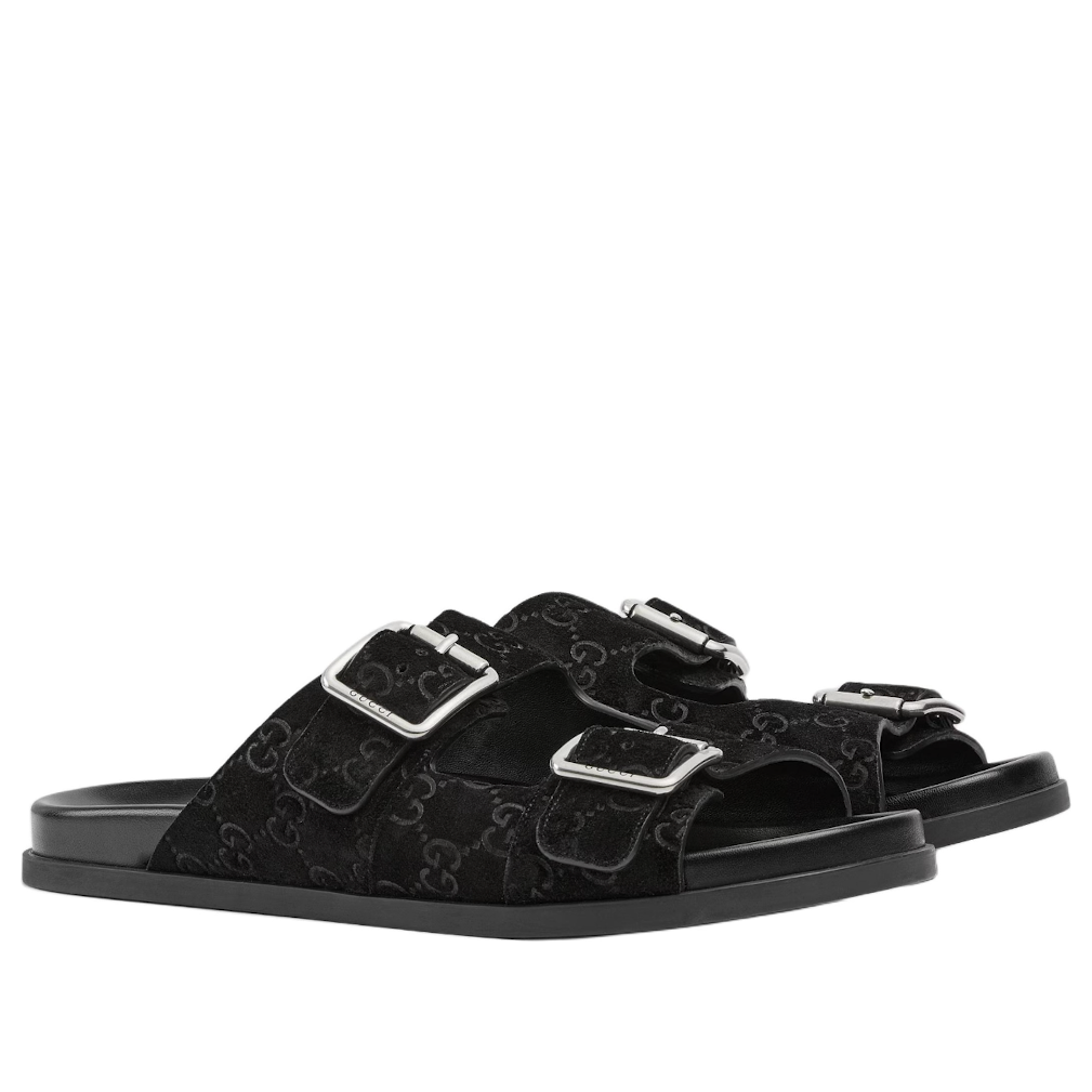Gucci GG Suede Slides 'Black' 816380-AADUO-1000