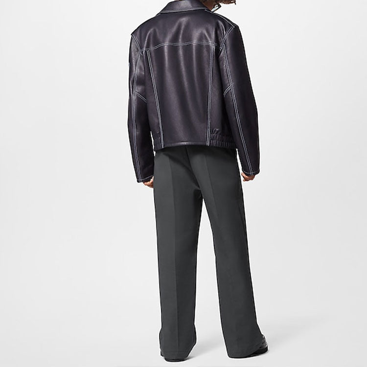 LOUIS VUITTON FW22 Leather Jacket Coat Men's Black