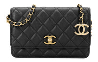 CHANEL WOC Calfskin Shoulder Bag Crossbody Bag Women's Black