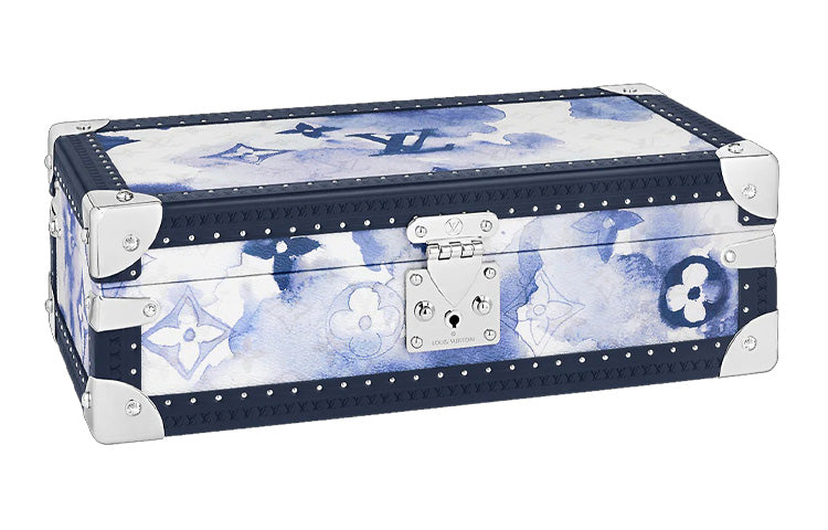 LOUIS VUITTON Summer Bundle Leather Wrist Watch Box 8 Meter Hard Case Storage Box Unisex Blue