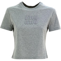 MIU MIU Crewneck Cropped T-Shirt