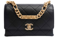 CHANEL Calfskin Crossbody Bag Regular Women's Black