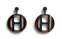 HERMES Earrings Women's Dark Brown/Dark Green
