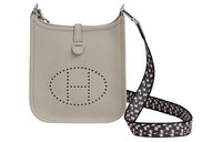 HERMES Evelyne Clemence Bullock Leather Shoulder Bag Crossbody Bag Mini Women's Glacier White