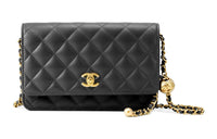 CHANEL Pearl Crush Adjustable Strap Woc Black AP1450