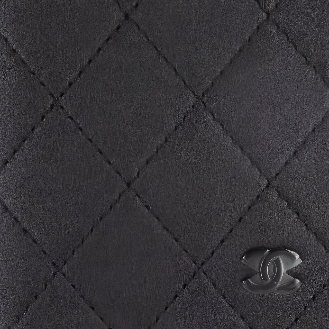 CHANEL Diamond Pattern Matte Cow Leather Passport Clip Card Holder Wallet Small Size Women's Black