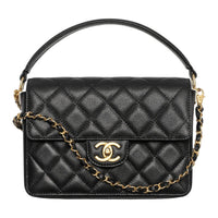 CHANEL Calfskin Shoulder Bag Crossbody Bag Handbag Small Size Women's Black