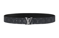 LOUIS VUITTON Cow Leather Leather Belts Men's Black Width: 4cm