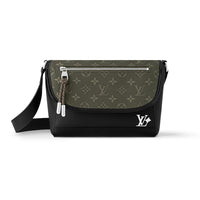 LOUIS VUITTON Pulse Cow Leather With Coated Canvas Messenger Bag Shoulder Bag Crossbody Bag Men's Khaki & Black