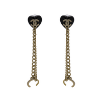 CHANEL Earrings Women's Black/Gold