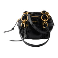 PRADA Cow Leather Shoulder Bag Mini Women's Black