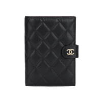 CHANEL Cow Leather Wallets Passport Holders Small Size Women's Black
