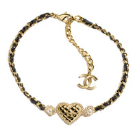 CHANEL Metal Lambskin Crystal Glass Pearl Rhinestone Necklaces Unisex Black