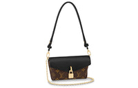 LOUIS VUITTON Padlock On Strap Canvas Cow Leather Patchwork Lockhead Shoulder Bag Handbag Regular Women's Brown Black