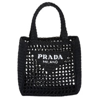 PRADA Raffia One Shoulder Handbag Women's Black