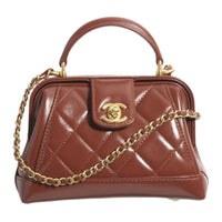 CHANEL Lambskin Handbag, Shoulder Bag, Doctor Bag Women's Brown