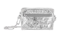 LOUIS VUITTON SOFT TRUNK Cow Leather Box Bag Shoulder Bag Crossbody Bag Mini Men's Silver