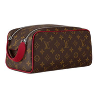 LOUIS VUITTON Dopp Kit Leather Toiletry Bag Regular Men's Red & Brown