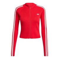 (WMNS) adidas 3-Striped Slim Knit Track Top 'Red' JY2598