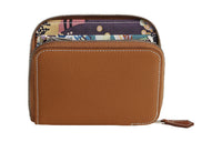 HERMES Silk'In Epsom Calfskin With Barénia Calfskin Wallet Regular Unisex Gold & Blackcurrant