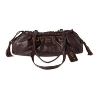 MIU MIU Nappa Leather Handbag Shoulder Bag Large Size Women's Brown