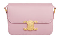 CELINE Triomphe Shiny Cow Leather Shoulder Bag, Tofu Bag, Handbag, Crossbody Bag, Shoulder Bag Women's Light Pink Red