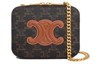 CELINE Canvas With Leather Crossbody Bag, Shoulder Bag Women's Tawny