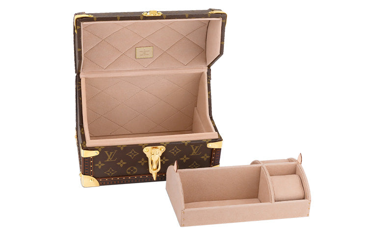LOUIS VUITTON Trunk Coated Canvas With Calfskin Trim Hard Case Regular Women's Brown