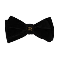 MIU MIU Cotton Velvet Metal Hair Clips Unisex Black