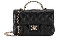 CHANEL Lambskin Chain Bag, Shoulder Bag, Crossbody Bag Mini Women's Black