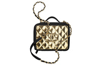CHANEL Leather Camera Bag, Cell Phone Pouch, Crossbody Bag Women's Gold