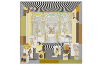 HERMES Silk Scarves Unisex Black/Light Yellow/Cream