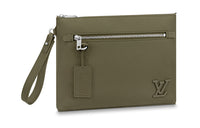 LOUIS VUITTON Cow Leather Clutch Regular Men's Khaki Green