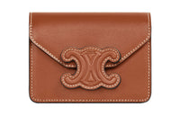 CELINE Cow Leather Card Holder Women's Tawny