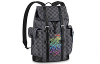 LOUIS VUITTON CHRISTOPHER Cow Leather Backpack Small Size Men's Black/Gray