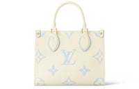 LOUIS VUITTON ONTHEGO Leather Jungle Bag Tote Shopping Bag Handbag Small Size Women's Ecru & Blue Sea Salt Cheese