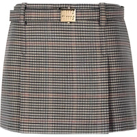 MIU MIU Checked Belted Mini Skirt