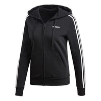 (WMNS) adidas Essentials 3-Stripes Fleece Hoodie Asia Sizing 'Black White' DP2412