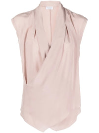 Brunello Cucinelli Wrap-Front Silk Blouse
