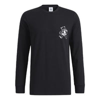 adidas originals Bear Printing Sports Round Neck Long Sleeves Black HL4098