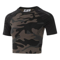 (WMNS) adidas Camo Cropped Top 'Olive Green' JI5740