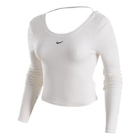 (WMNS) Nike Sportswear Chill Knit Tight Scoop-Back Long-Sleeve Mini-Rib Top (Asia Sizing) 'White' FN3662-133