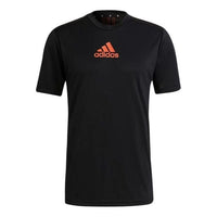 Men's adidas Solid Color Alphabet Logo Printing Pullover Sports Short Sleeve Black T-Shirt GM2145