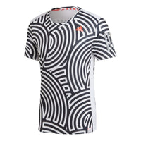 Men's adidas x Hiroko Takahashi Riko Crossover Round Neck Printing Casual Sports Running Short Sleeve Black T-Shirt GD5031