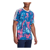 adidas originals Embroidered Logo Tie Dye Sports Round Neck Short Sleeve Pink Blue GN2104