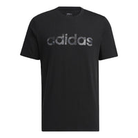 adidas neo Camouflage Logo Printing Sports Round Neck Short Sleeve Black HE4557