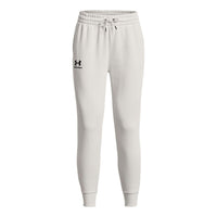 (WMNS) Under Armour Essential Fleece Tapered Pants 'White Black' 1379443-114