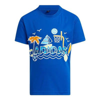 (GS) adidas Cotton Graphic T-Shirt 'Blue' HE0050